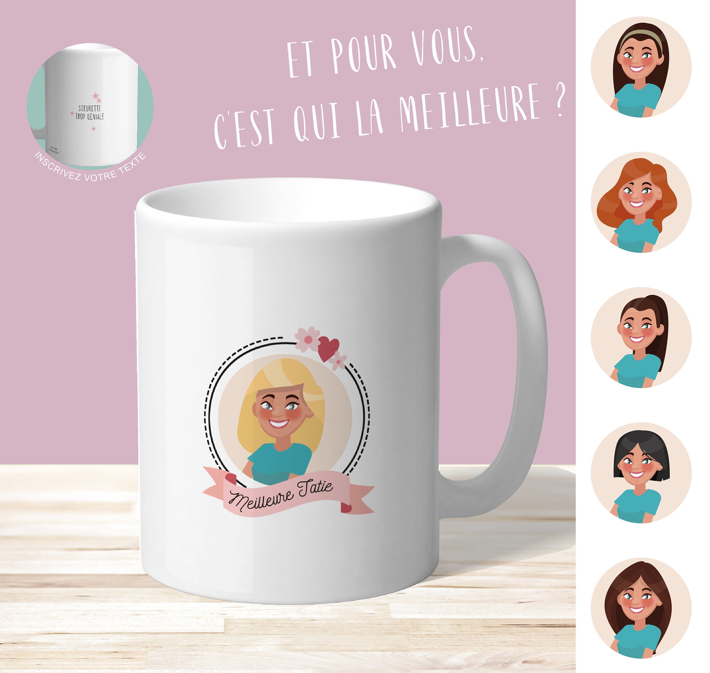 Les Plus Jolis Mugs à Offrir La Famille, Les Amies, Collègues. Mug Meilleure Tatie. Tasse Personnali