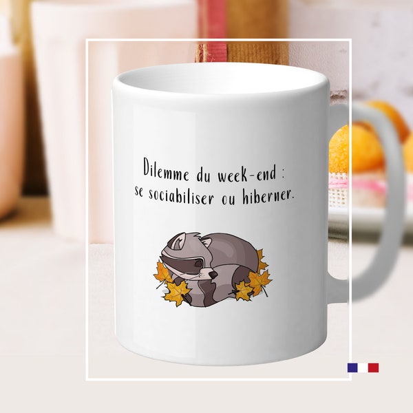 Mug personnalisé raton laveur. Tasse avec prénom pour ami(e), famille, collègue. Collection 'Humour animal'. Cadeau à personnaliser.