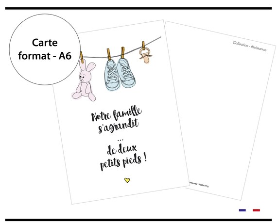 Faire-part Invitation Stitch Bébé Naissance Carte A5 Format