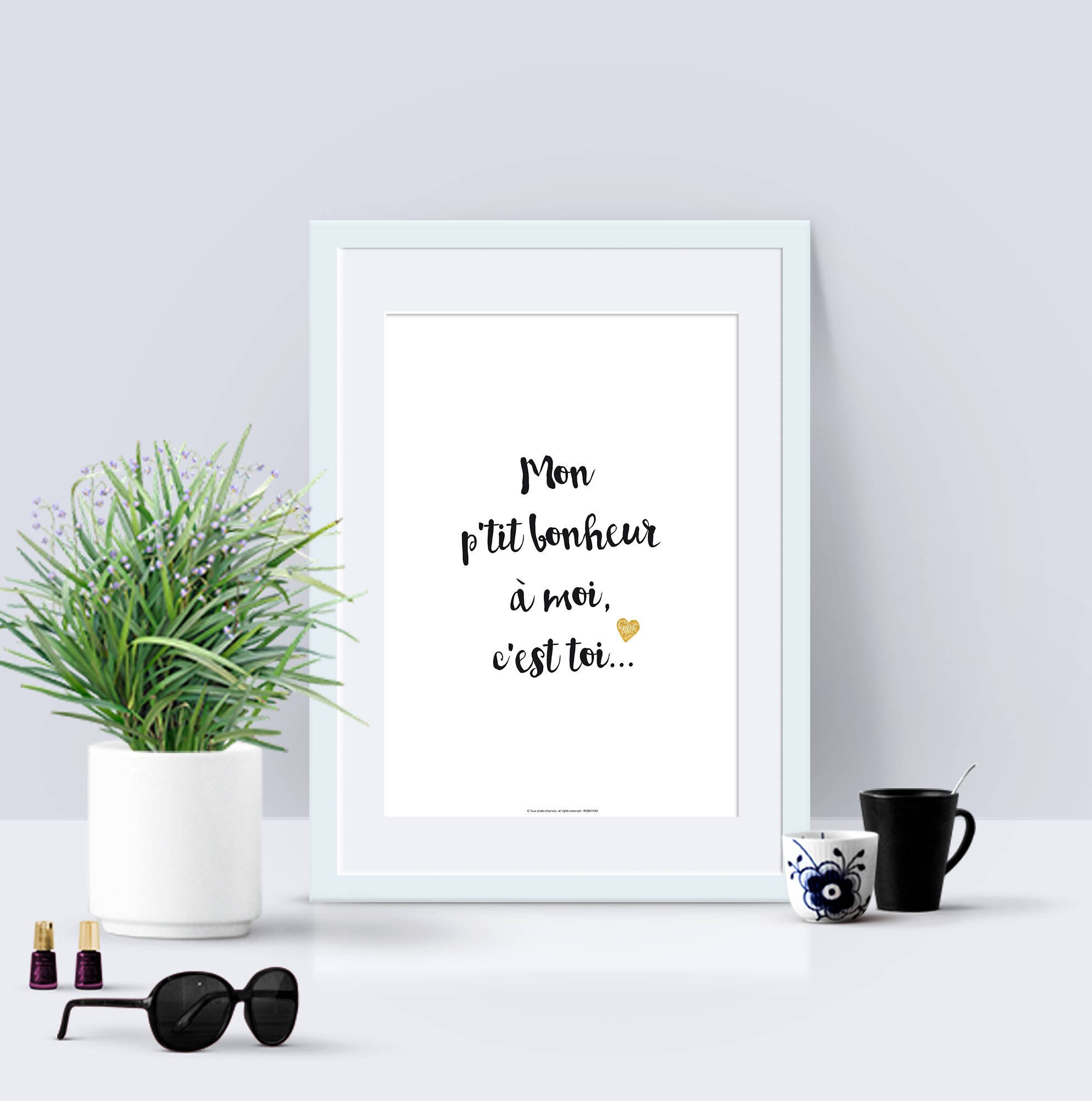 Affiche Poster - Texte avec Déclaration d'amour Mon P'tit Bonheur à Moi.. . Love. Idée Cadeau Origin