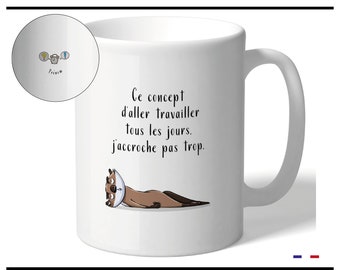 Mug personnalisé céramique, loutre, koala, flamand rose, chat. Tasse prénom. 'Humour animalier'. Cadeau pour les amis, famille, collègue.