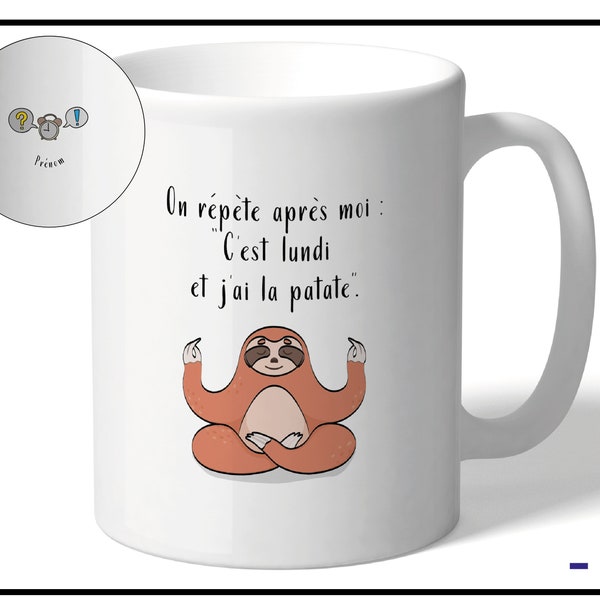 Mug personnalisé en céramique, paresseux, panda, chien au choix. Tasse avec nom pour amis, famille, collègue. Cadeau anniversaire, fete..