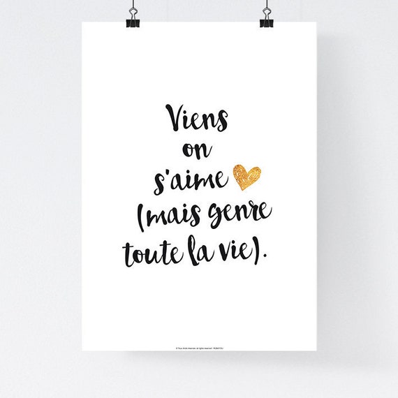 Affiche Papier Avec Texte Et Declaration D Amour Viens On Etsy