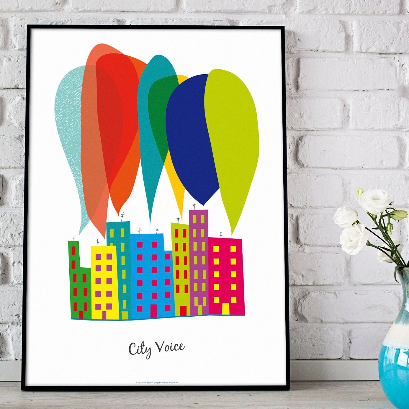 Affiche Format A3 - Illustration Ville La City Décoration Murale, Illustration Au Choix. Très Belle