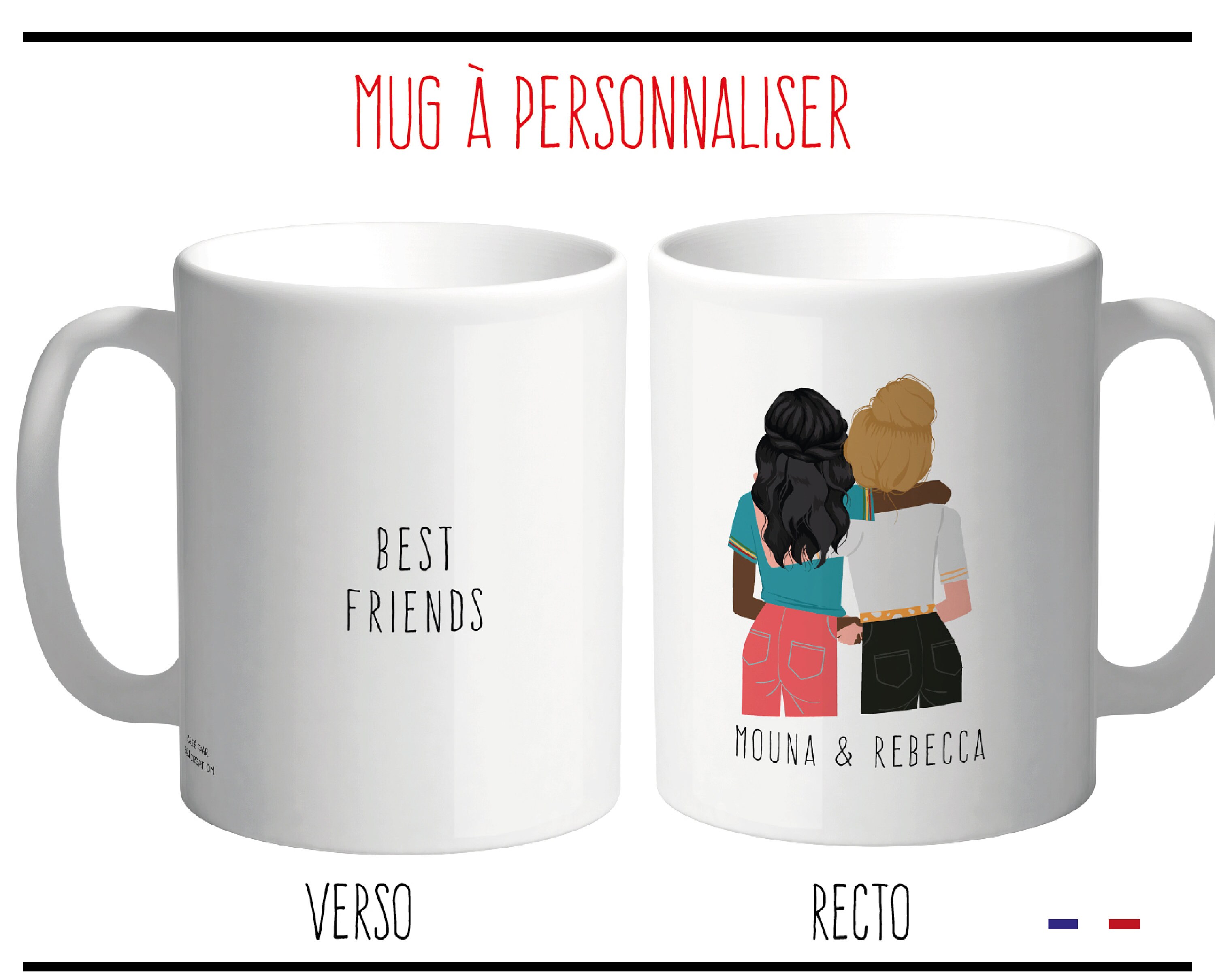 Taza de café personalizada para mejor amiga para mujeres, taza  personalizada con nombres, peinados, chaquetas, texto personalizado para  mejores