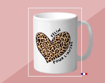 Ceramic heart mug. Love themed coffee cup, tea cup. Illustrations to choose from with wild heart