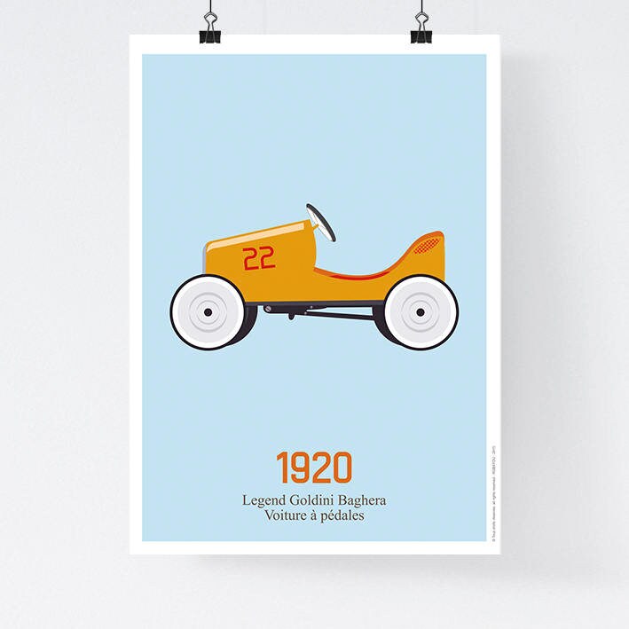 Belles Affiches, Les Plus Beaux Poster Pour Chambre d'enfants. Voiture à Pédales Vintage, Rétro. Cad