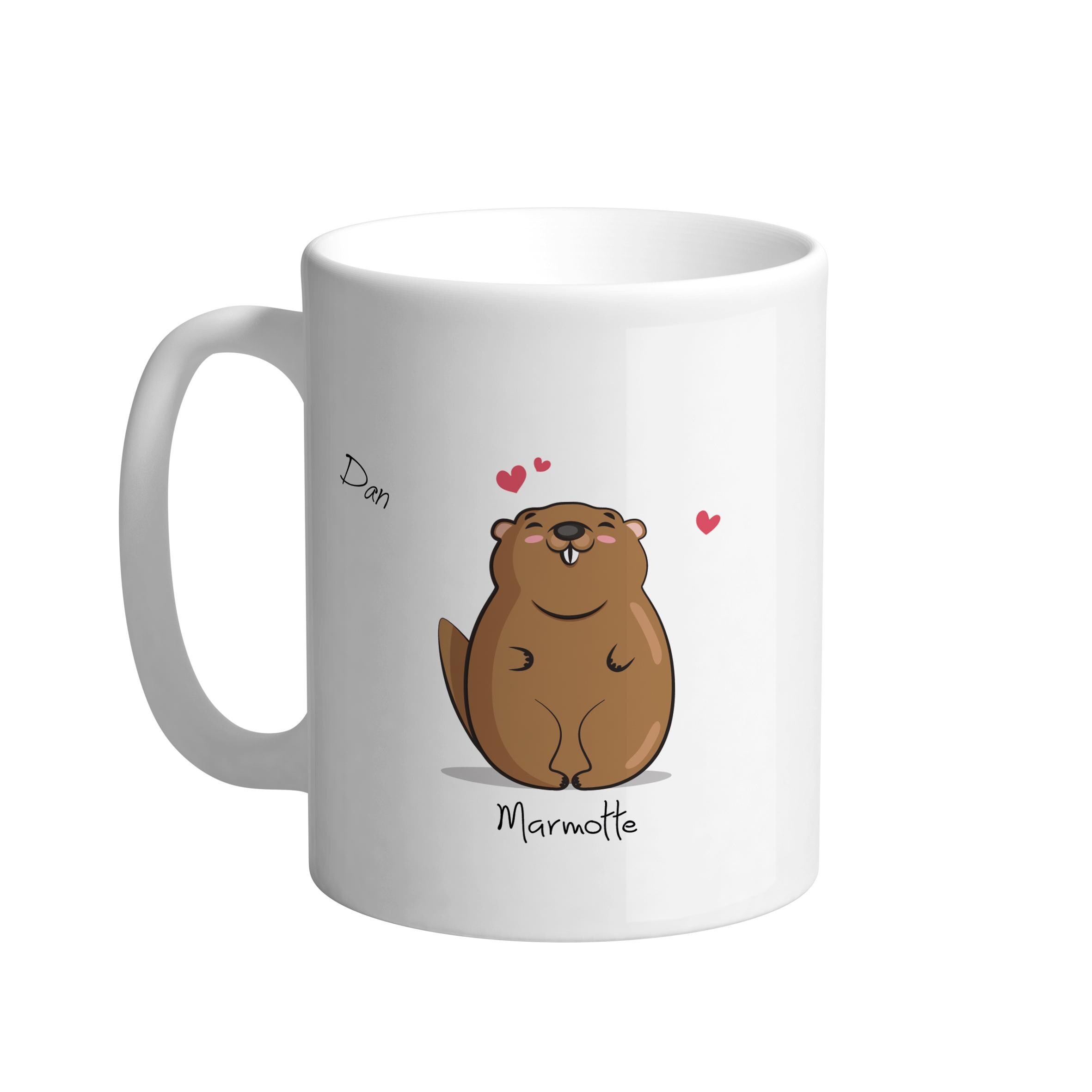 Personalized marmot mug. Mug to personalize.