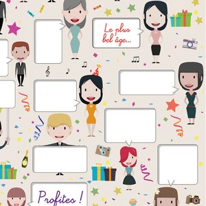 Guestbook paper poster to personalize. Birthday gift idea. 40 bubbles. Ideal gift to keep a souvenir of the party image 5