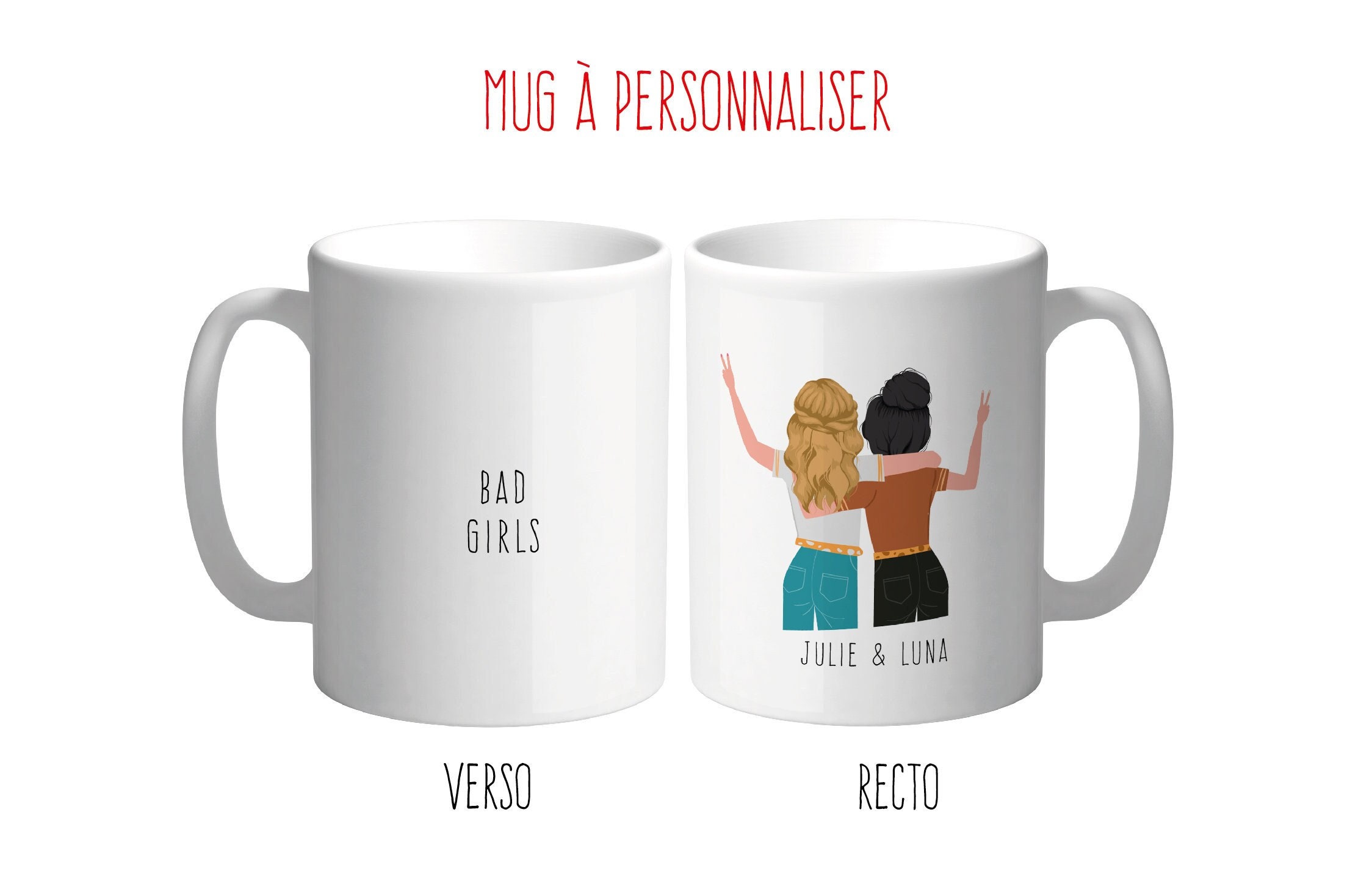 Mug à Personnaliser, Thème Meilleures Amies, Copines, Soeurs, Cousines, Famille. Tasse Offrir Pour U