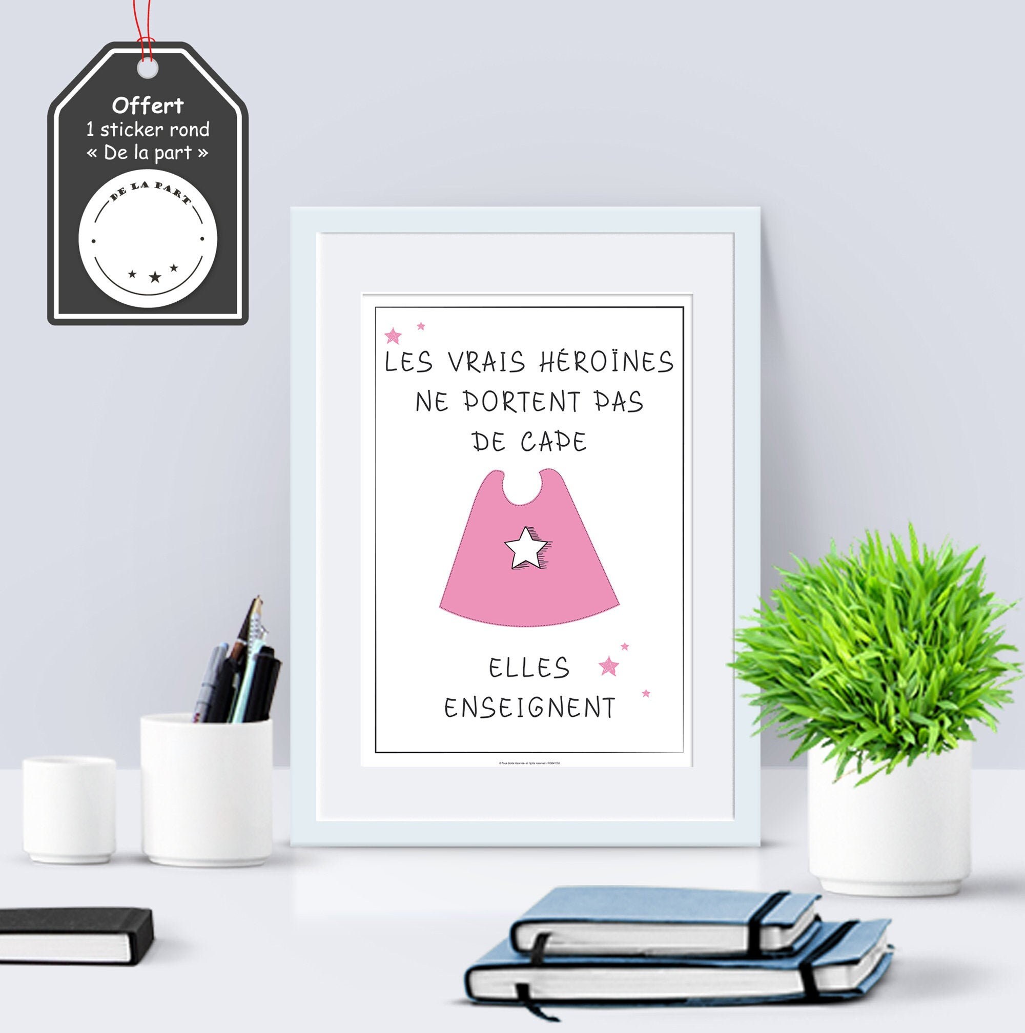 Cadeau Maîtresse. Merci Maitre École. Affiche Illustration Colorée. Plusieurs Modèles Pour Les Avs, 