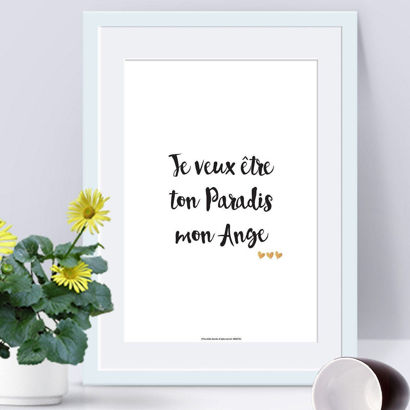 Affiche Papier Textes et Déclarations d'amour - Lovequote Citations Françaises. Idée Cadeau Original