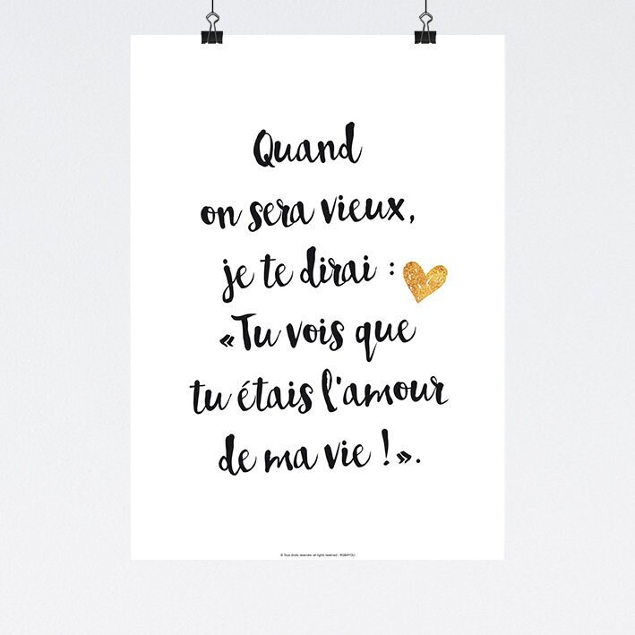 Affiche Couple - A4 Les Plus Belles Déclarations d'amour Française en Affiche Papier. Love. Quand On