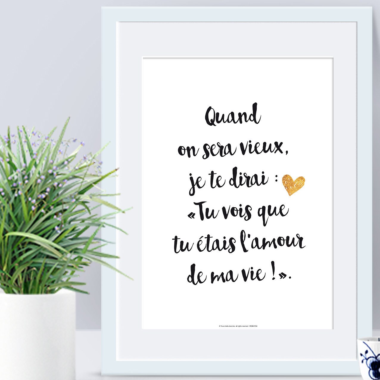 Affiche Papier, Poster d'amour, Love, Cadeau Pour Lui, Elle, Anniversaire, Saint Valentin. Texte Je 