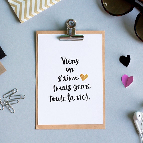 A6 Carte Postale Avec Texte D Amour Viens On S Aime Etsy France
