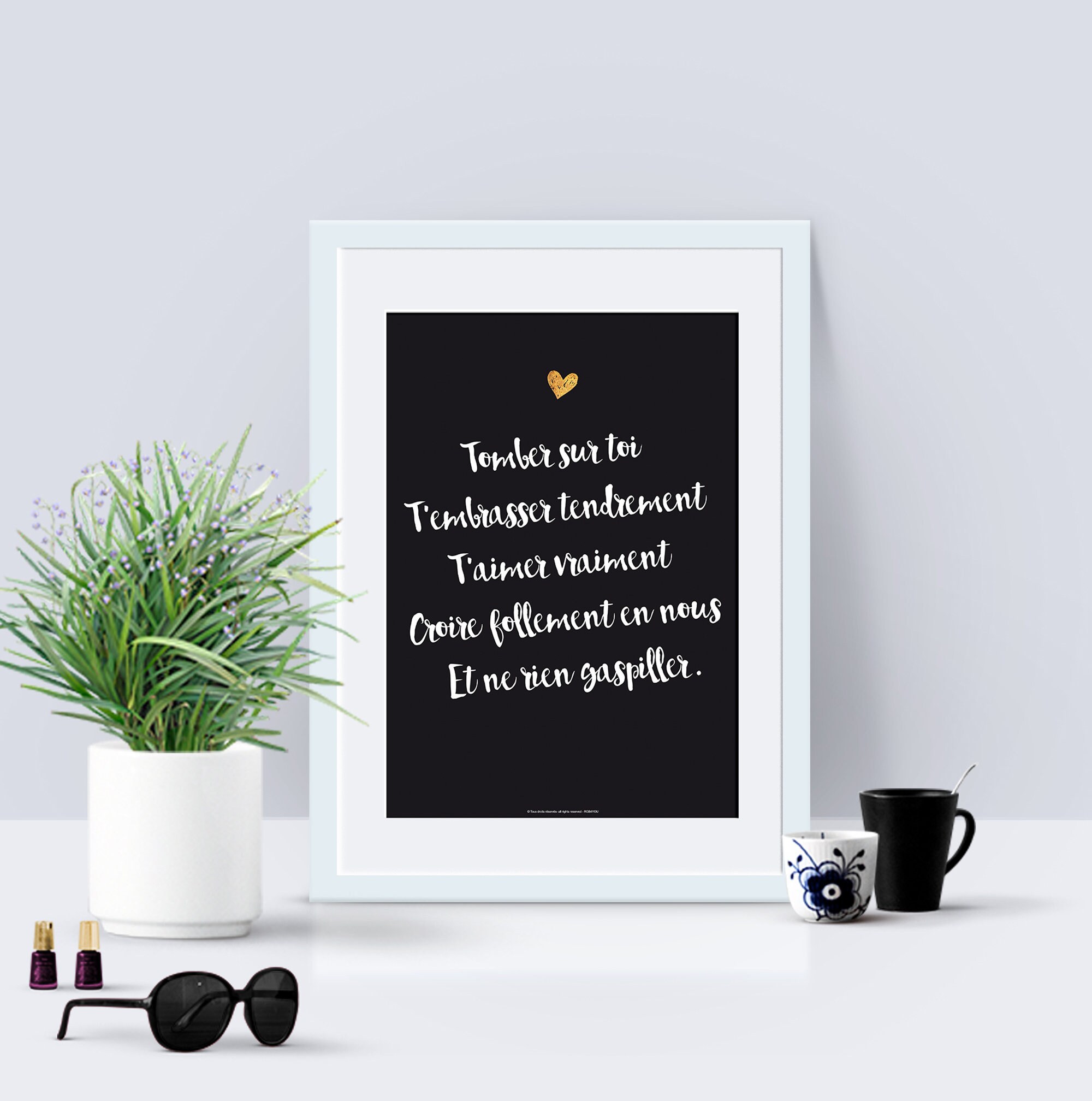 Affiche Papier avec Phrases et Citations d'amour Tomber sur Toi... Idée Cadeau Pour Lui, Elle, Idée 