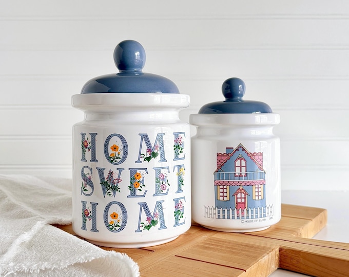 Granny Chic “HOME SWEET HOME” Canister Set by House of Lloyd // Vintage ...