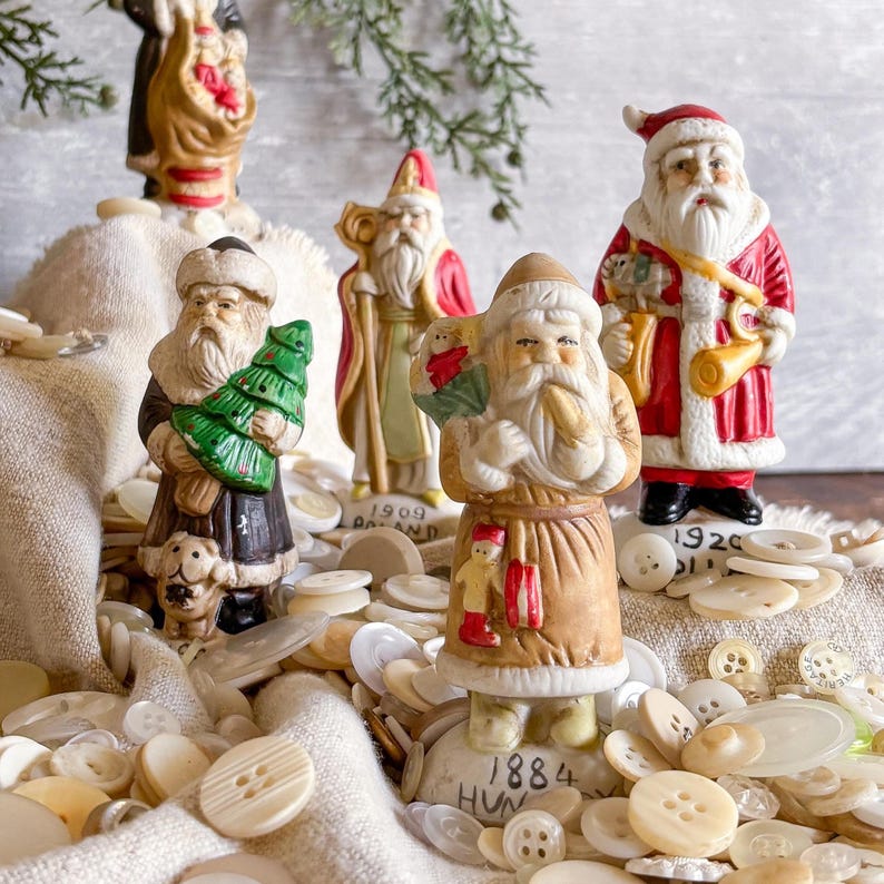 Old World Porcelain Santa Figurines // Hand-painted Father Christmas ...