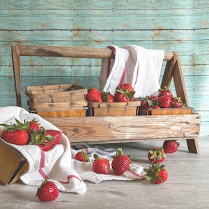 Primitive Fruit Carrier with Baskets // Rustic Farmhouse Wooden Crate // Kitchen Storage Bin Organizer // Autumn Country Home Decor