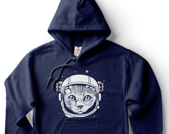 Mars Sight Sweatshirt Mens Space Cat Astronaut Full Zip Up Hooded Sweatshirt With Pocket 