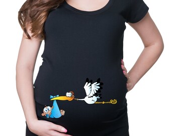 Crane T-Shirt Maternity Shirt Baby Announcement Pregnancy Tee Shirt