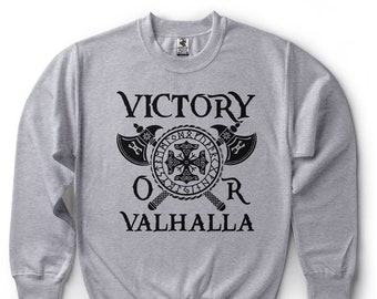 Victory Or Valhalla Sweatshirt Odin Symbol Vikings Fleece Sweater