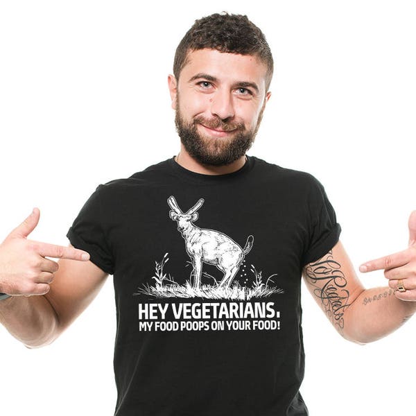 Vegetarian T-shirt Funny Anti Vegetarian Food Sarcastic Graphic Humor Tee Shirt