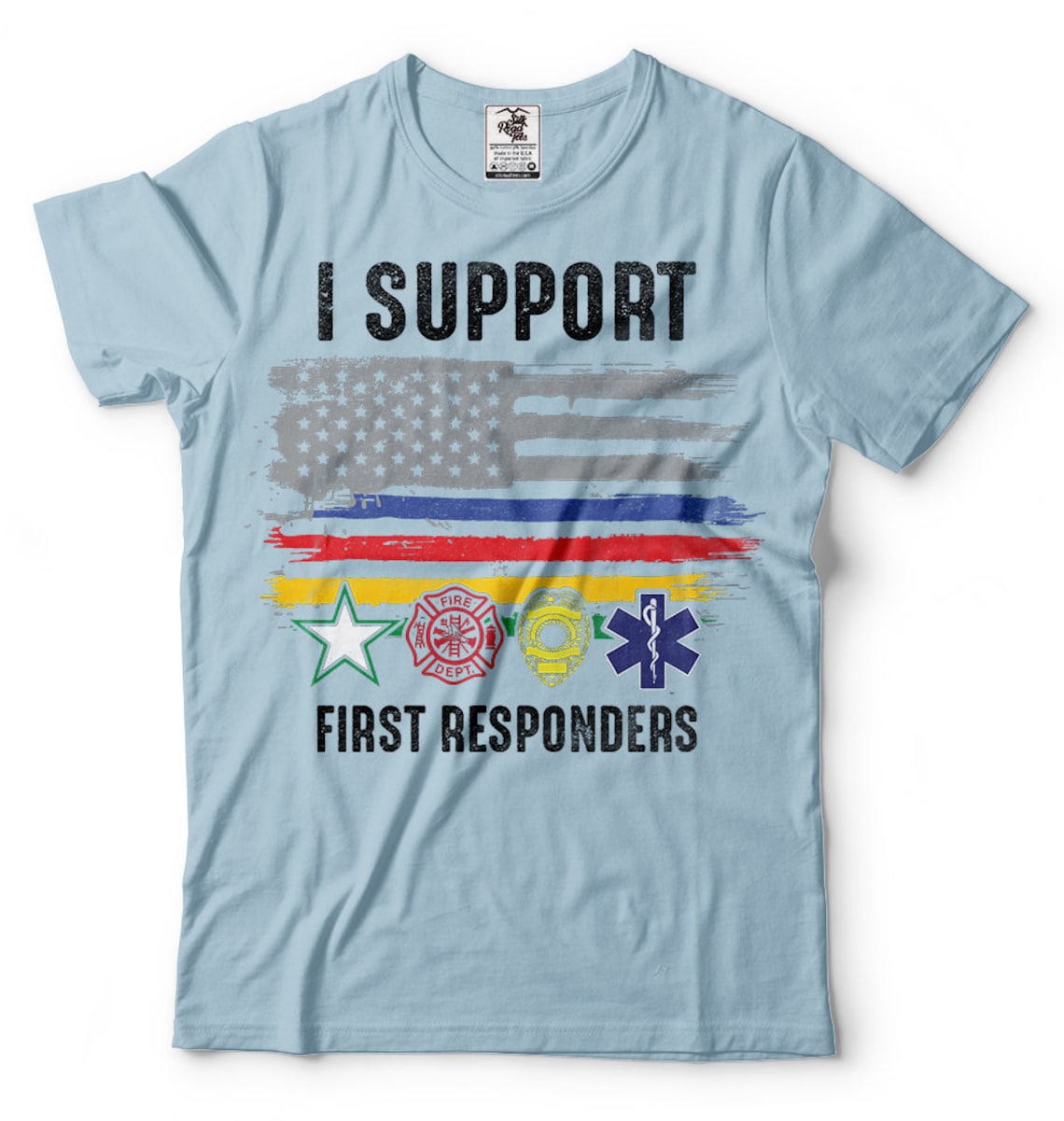 Support First Responders T-shirt USA Flag Paramedic Police - Etsy