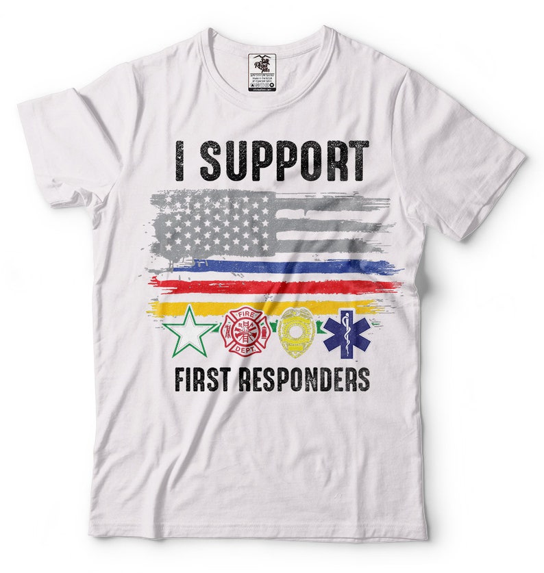 Support First Responders T-shirt USA Flag Paramedic Police - Etsy
