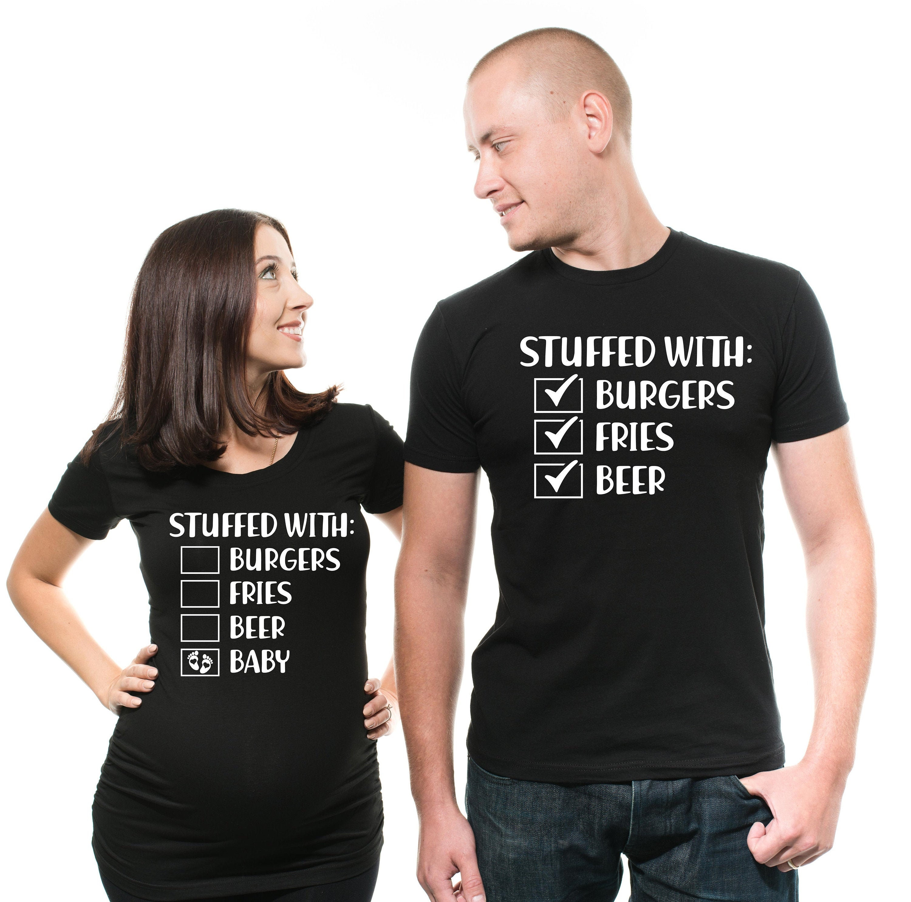 yummytees Pregnancy Couple Matching T-shirts Funny Dad Maternity Birth Announcement Baby Shower Cool Photo Shoot Tee Shirts