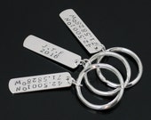 GPS Coordinates Gift Personalized Longitude Latitude Key Chain TWO SIDED Sterling Silver Custom Key Ring Boyfriend Girlfriend Key Chain