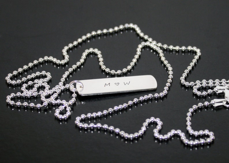 Personalized Sterling Silver Dog Tag TWO SIDED Mens Womens Etsy