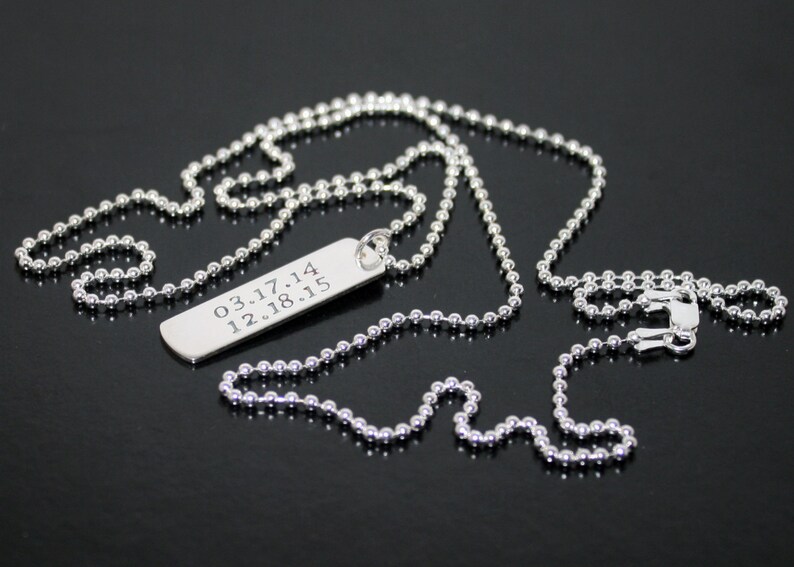 Personalized Sterling Silver Dog Tag TWO SIDED Mens Womens Etsy
