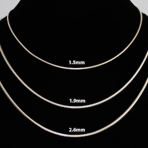Sterling Silver Snake Chain Necklace – Italian 925 Silver, Multiple Lengths & Widths, Womens Mens Snake chain, 16 18 20 22 24 inch