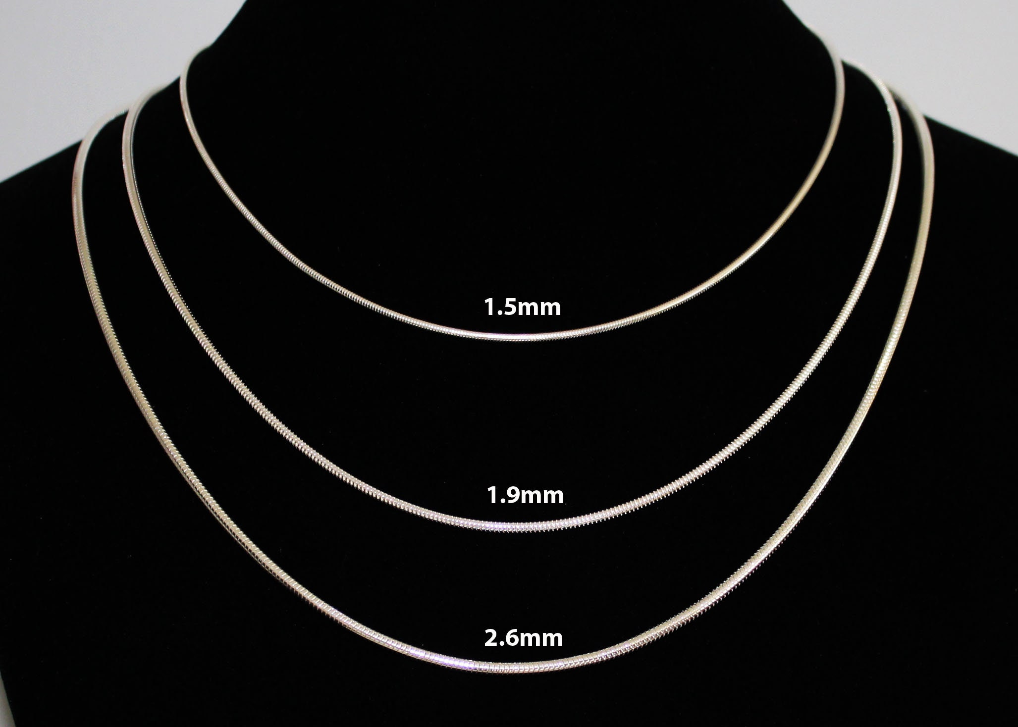 Silver Snake Chain Necklace Sterling Silver 925 16 18 20 22 - Etsy