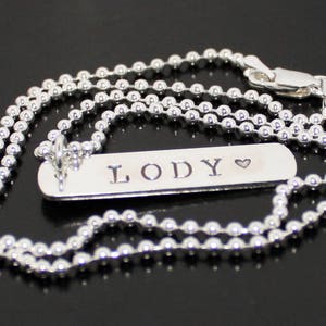 Simple Personalized Tag Necklace, Silver Name Bar, Custom dogtag, sterling silver, 925