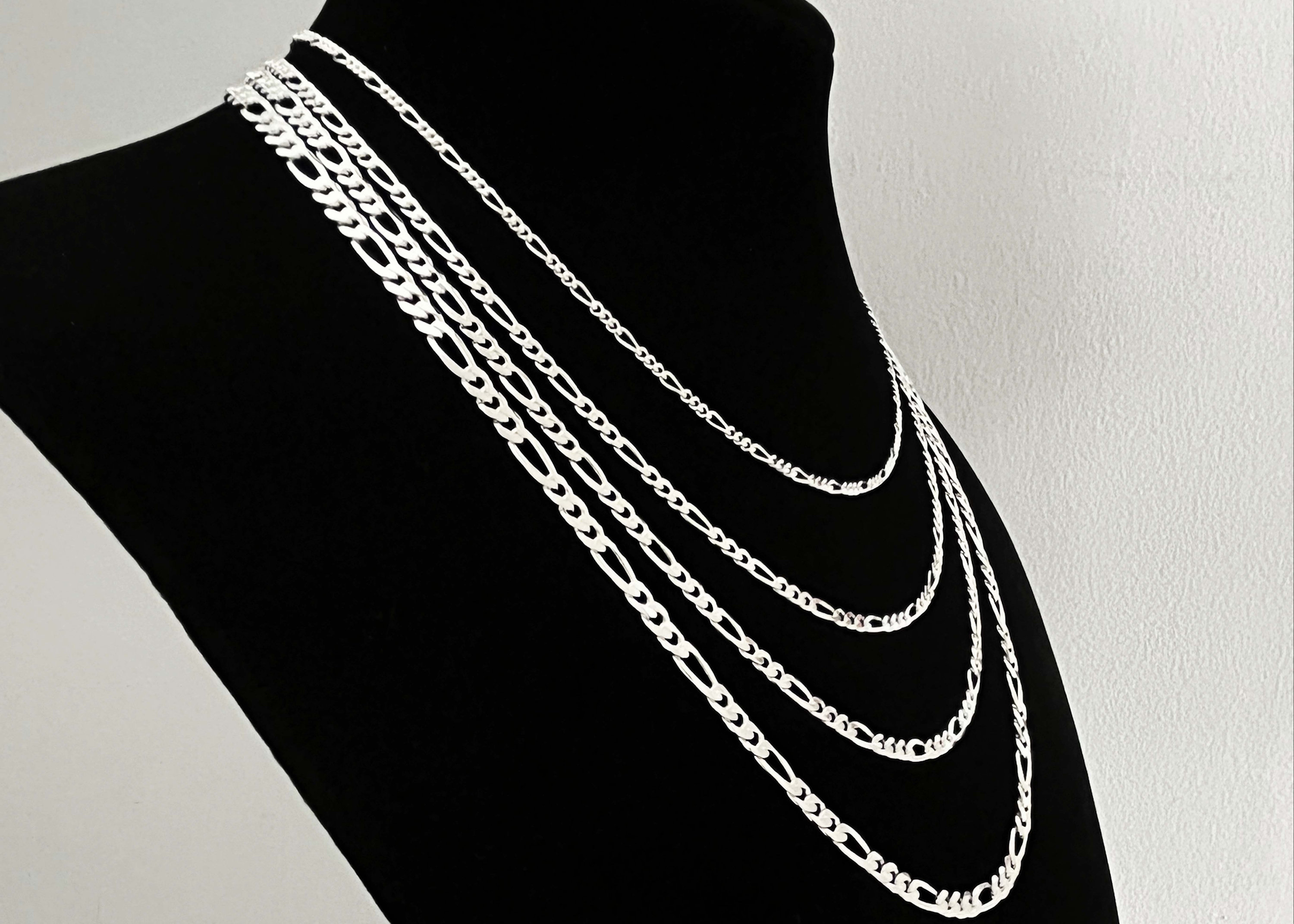 Sterling Silver Figaro Chain Figaro Necklace With Lobster Sterling Silver Figaro Chain Figaro Necklace With Lobster
