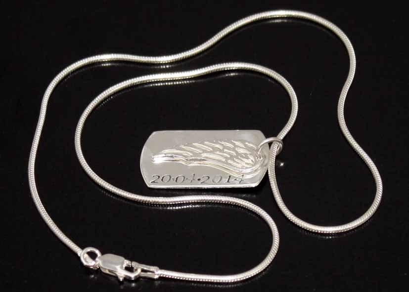 Sterling Silver Dog Tag and Wing Personalized Dog Tag Etsy