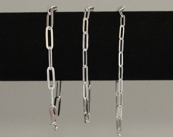 Sterling Silver Paperclip Bracelet - Custom Lengths & Widths