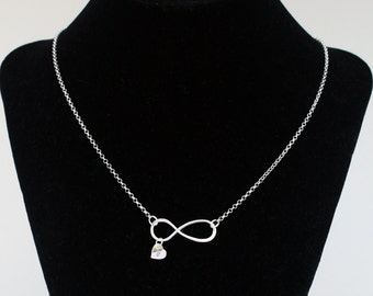 Infinity Symbol Pendant, Personalized Infinity Necklace, Heart and Infinity Symbol, Sterling Silver, 925