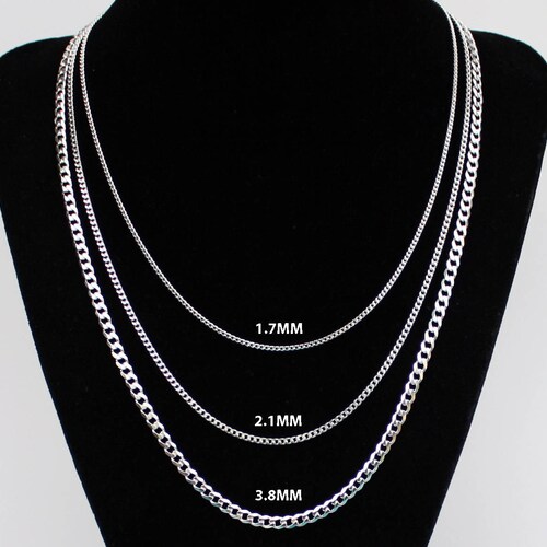 Silver Curb Chain Necklace Curb Link 