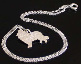 Sheltie Shetland Sheep Dog Necklace in solid sterling silver. Collie Dog Charm Custom Dog Pendant