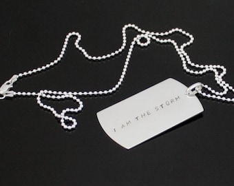 Large Dogtag, Sterling Silver 925,  US Military Size Dog Tag 2" x 1 1/8", Personalized Tag , Mens Dog Tag, Mens ID Pendant
