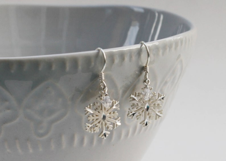 silver filigree pierced snowflake earrings Sterling Silver Snowflake earrings FREE SHIPPING