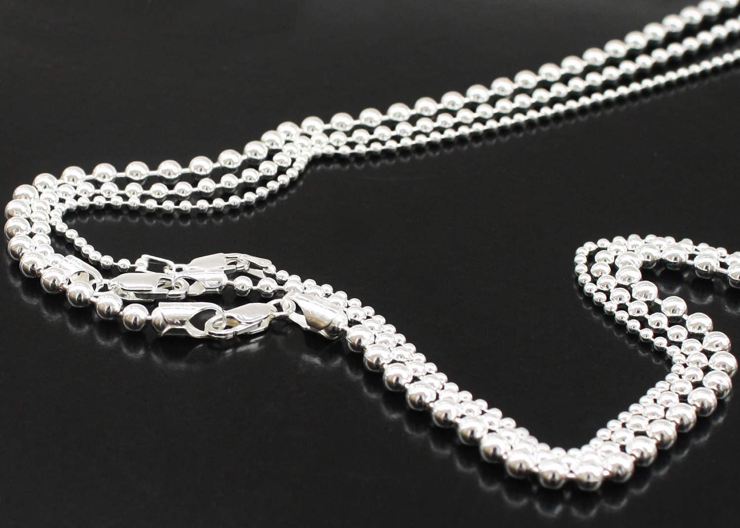 Mens Silver Ball Chain Necklace 14 16 18 20 22 24 30 36 Inch Etsy