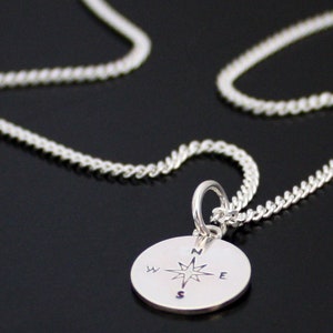 Compass Necklace Silver Compass Pendant GPS Sterling silver personalized necklace.