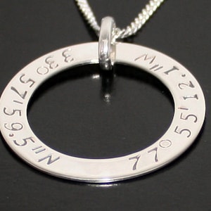 Custom Coordinates Necklace – Sterling Silver Pendant – Hand Stamped Gift – Latitude Longitude Jewelry – Personalized Keepsake