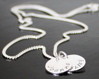 Name Necklace, Personalized Sterling Silver kids BFF date pendant, Mother Daughter