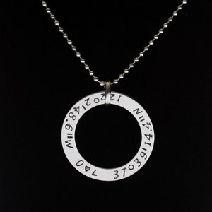 Custom Coordinate Necklace in Sterling Silver – Personalized Latitude & Longitude Pendant – TWO SIDED Hand Stamped Keepsake