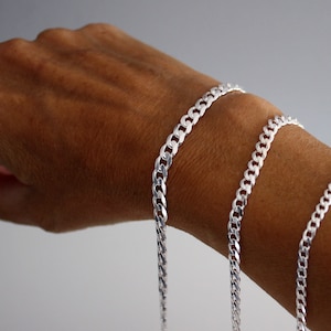 Panzerkette Silberarmband, 925 Sterling Silber Panzerkette Armband, Panzerarmband Herren, Panzerarmband Damen, 18,5 cm 19,5 cm